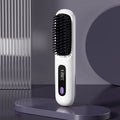Hair Straightener Brush with LCD Display Cordless USB Charging Straightener Portable Mini Straightening Brush for Home Travel